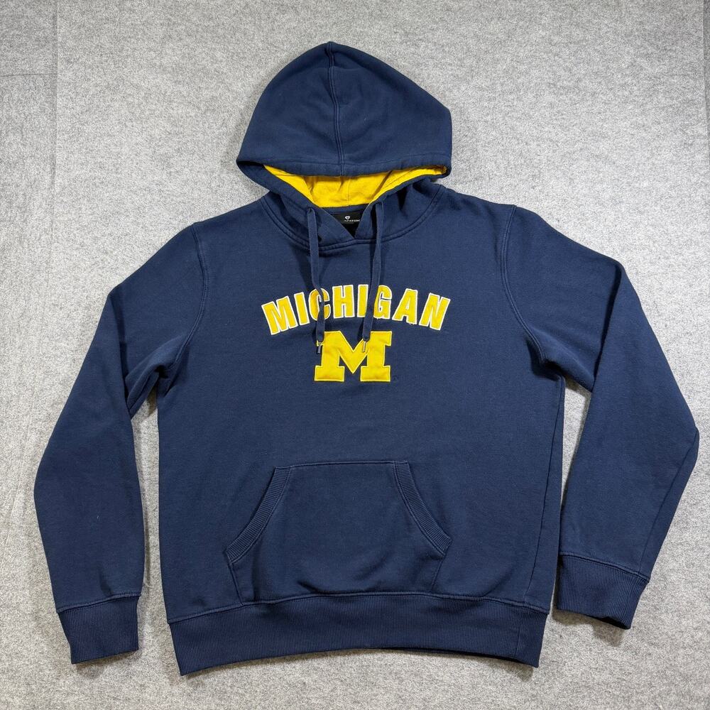 Michigan Wolverines Hoodie Womens L Navy Embroidered Fleece Pullover NCAA Sports